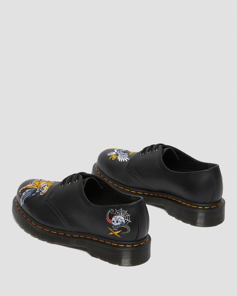 Men's Dr Martens 1461 Souvenir Embroidered Leather Oxfords Shoes Black | AU 605YXF